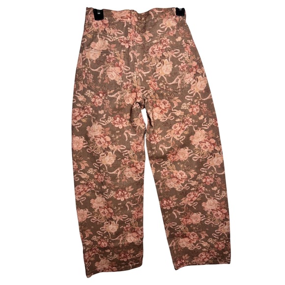 Altar State Womens XXS Brown Pink Floral Wide Leg Jeans - Picture 6 of 14